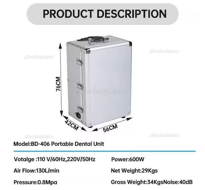 BEST® Portable Dental Unit BD406 W/ 3-Way Syringe+Suction+LED Curing Light+HP Tube